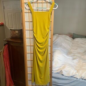 Zara Yellow Ruched Maxi Dress